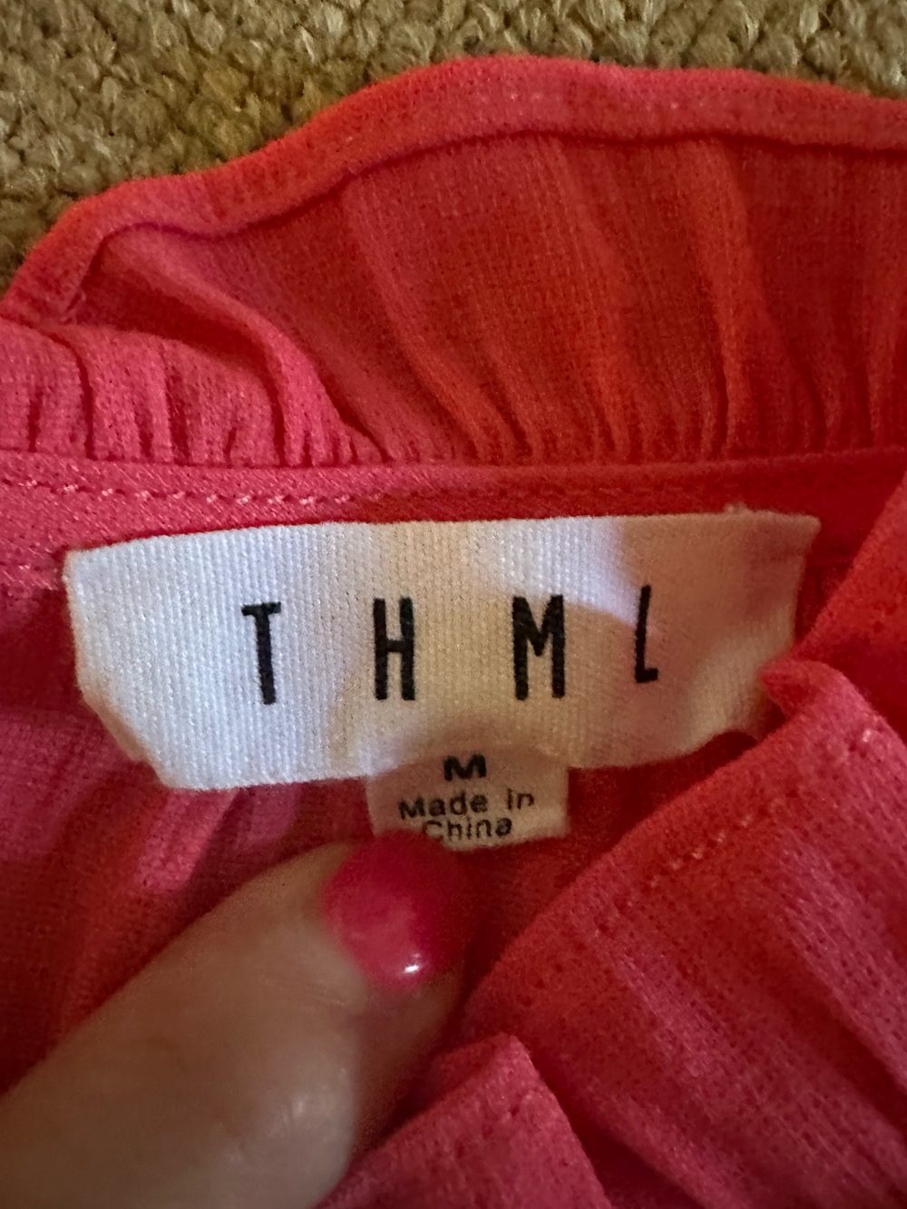 THML Bright Pink Embroidered Ruffle Top - Picture 3 of 4